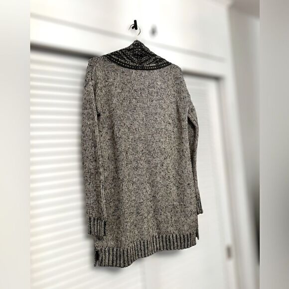 Anthropologie Kaisely Midi Chunky Wool Blend Open Cardigan Sweater Gray Size M - Picture 9 of 12